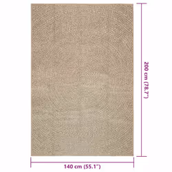 vidaXL Rug Floor Carpet for Indoor and Outdoor Door Mat Kitchen Rug Jute Look - beige, 140 x 200 cm/round design - Additional view 3