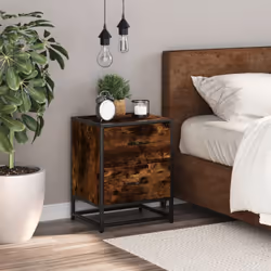 vidaXL Bedside Cabinets Nightstand Bed Table Engineered Wood - smoked oak, 1 pcs - Additional view 2