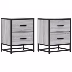vidaXL Bedside Cabinets Nightstand Bed Table Engineered Wood - grey sonoma, 2 pcs