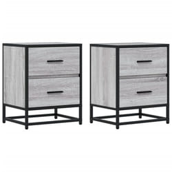 vidaXL Bedside Cabinets Nightstand Bed Table Engineered Wood - grey sonoma, 2 pcs