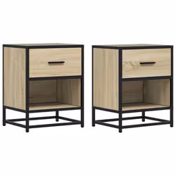 vidaXL Bedside Cabinets Nightstand Bed Side Table Engineered Wood - sonoma oak, 2 pcs