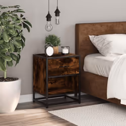 vidaXL Bedside Cabinets Nightstand Bed Side Table Engineered Wood - smoked oak, 1 pcs