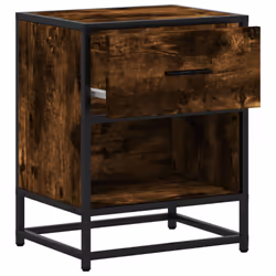 vidaXL Bedside Cabinets Nightstand Bed Side Table Engineered Wood - smoked oak, 1 pcs - Additional view 7