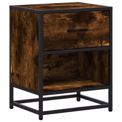 vidaXL Bedside Cabinets Nightstand Bed Side Table Engineered Wood - smoked oak, 2 pcs - Additional view 5