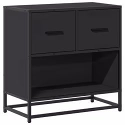 vidaXL Bedside Cabinet Nightstand Bed Side Cabinet Engineered Wood and Metal - black