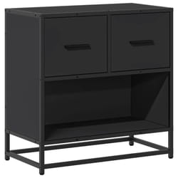 vidaXL Bedside Cabinet Nightstand Bed Side Cabinet Engineered Wood and Metal - black