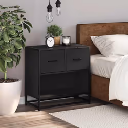 vidaXL Bedside Cabinet Nightstand Bed Side Cabinet Engineered Wood and Metal - black