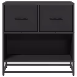 vidaXL Bedside Cabinet Nightstand Bed Side Cabinet Engineered Wood and Metal - black - Additional view 4