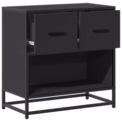 vidaXL Bedside Cabinet Nightstand Bed Side Cabinet Engineered Wood and Metal - black - Additional view 7