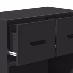 vidaXL Bedside Cabinet Nightstand Bed Side Cabinet Engineered Wood and Metal - black - Additional view 8