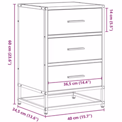 vidaXL Bedside Cabinet Black 40x34.5x60 cm Engineered Wood and Metal - smoked oak - Additional view 10