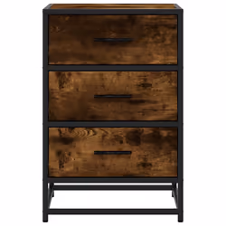 vidaXL Bedside Cabinet Black 40x34.5x60 cm Engineered Wood and Metal - smoked oak - Additional view 4