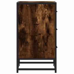 vidaXL Bedside Cabinet Black 40x34.5x60 cm Engineered Wood and Metal - smoked oak - Additional view 5