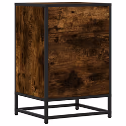 vidaXL Bedside Cabinet Black 40x34.5x60 cm Engineered Wood and Metal - smoked oak - Additional view 6