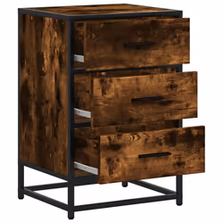 vidaXL Bedside Cabinet Black 40x34.5x60 cm Engineered Wood and Metal - smoked oak - Additional view 7