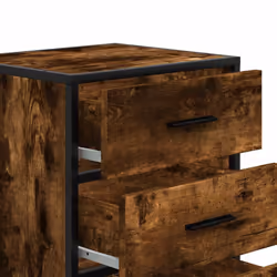 vidaXL Bedside Cabinet Black 40x34.5x60 cm Engineered Wood and Metal - smoked oak - Additional view 8