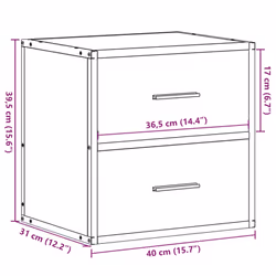vidaXL Wall-mounted Bedside Cabinets 2 pcs Sonoma Oak 40x31x39.5 cm cabinet - black, 1 pcs - Additional view 3