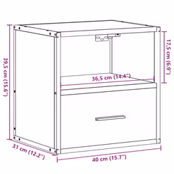 vidaXL Wall-mounted Bedside Cabinet Smoked Oak 40x31x39.5 cm cabinet - black, 2 pcs - Additional view 3