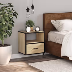 vidaXL Wall-mounted Bedside Cabinet Smoked Oak 40x31x39.5 cm cabinet - sonoma oak, 1 pcs - Additional view 2