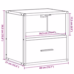 vidaXL Wall-mounted Bedside Cabinet Smoked Oak 40x31x39.5 cm cabinet - sonoma oak, 2 pcs - Additional view 3