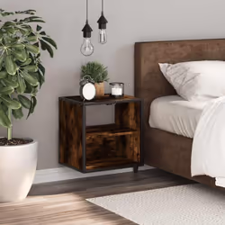 vidaXL Wall-mounted Bedside Cabinet Black 40x31x39.5 cm cabinet bedside table - smoked oak, 1 pcs - Additional view 2