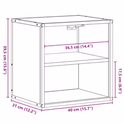 vidaXL Wall-mounted Bedside Cabinet Black 40x31x39.5 cm cabinet bedside table - smoked oak, 1 pcs - Additional view 3