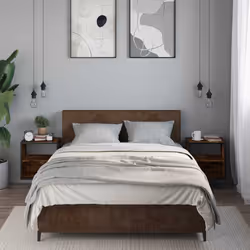 vidaXL Wall-mounted Bedside Cabinet Black 40x31x39.5 cm cabinet bedside table - smoked oak, 2 pcs - Additional view 2