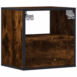 vidaXL Wall-mounted Bedside Cabinet Black 40x31x39.5 cm cabinet bedside table - smoked oak, 2 pcs - Additional view 7