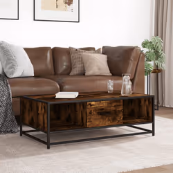 vidaXL Coffee Table Hallway End Table Side Table Engineered Wood and Metal - smoked oak