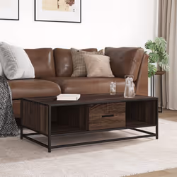 vidaXL Coffee Table Hallway End Table Side Table Engineered Wood and Metal - brown oak