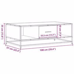 vidaXL Coffee Table Hallway End Table Side Table Engineered Wood and Metal - brown oak