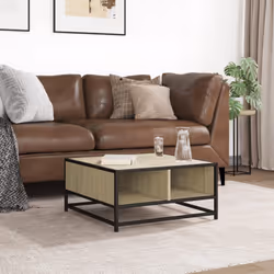vidaXL Coffee Table Hallway Tea End Table Side Table Engineered Wood and Metal - sonoma oak