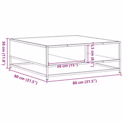 vidaXL Coffee Table Hallway Tea End Table Side Table Engineered Wood and Metal - black, 80 x 80 x 30 cm - Additional view 9