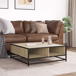 vidaXL Coffee Table Hallway Tea End Table Side Table Engineered Wood and Metal - sonoma oak, 80 x 80 x 30 cm - Additional view 2
