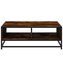 vidaXL Coffee Table Hallway Tea End Table Side Table Engineered Wood and Metal - smoked oak, 80 x 80 x 30 cm - Additional view 4