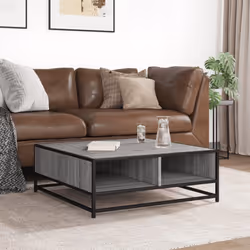 vidaXL Coffee Table Hallway Tea End Table Side Table Engineered Wood and Metal - grey sonoma, 80 x 80 x 30 cm - Additional view 2