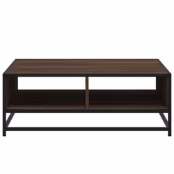 vidaXL Coffee Table Hallway Tea End Table Side Table Engineered Wood and Metal - brown oak, 80 x 80 x 30 cm - Additional view 4