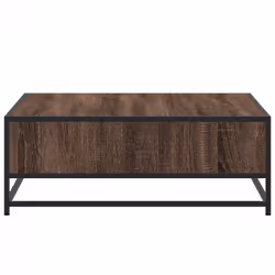 vidaXL Coffee Table Hallway Tea End Table Side Table Engineered Wood and Metal - brown oak, 80 x 80 x 30 cm - Additional view 5