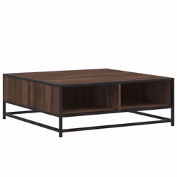 vidaXL Coffee Table Hallway Tea End Table Side Table Engineered Wood and Metal - brown oak, 80 x 80 x 30 cm - Additional view 6