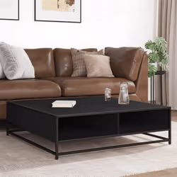 vidaXL Coffee Table Hallway Tea End Table Side Table Engineered Wood and Metal - black, 100 x 100 x 30 cm