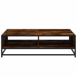 vidaXL Coffee Table Hallway Tea End Table Side Table Engineered Wood and Metal - smoked oak, 100 x 100 x 30 cm - Additional view 4