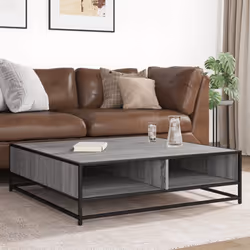 vidaXL Coffee Table Hallway Tea End Table Side Table Engineered Wood and Metal - grey sonoma, 100 x 100 x 30 cm - Additional view 2