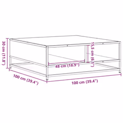 vidaXL Coffee Table Hallway Tea End Table Side Table Engineered Wood and Metal - grey sonoma, 100 x 100 x 30 cm - Additional view 3