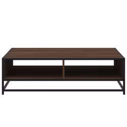 vidaXL Coffee Table Hallway Tea End Table Side Table Engineered Wood and Metal - brown oak, 100 x 100 x 30 cm - Additional view 4