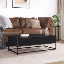 vidaXL Coffee Table End Table Side Table Brown Oak Engineered Wood and Metal - black