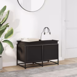 vidaXL Storage Box with Lid Toy Box Blanket Box Chest Black Engineered Wood - Additional view 2