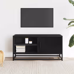 vidaXL TV Cabinet TV Stand Media Unit TV Unit Black Engineered Wood and Metal