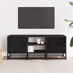 vidaXL TV Cabinet TV Stand Media TV Unit Engineered Wood and Metal - black