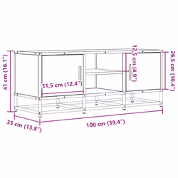 vidaXL TV Cabinet TV Stand Media TV Unit Engineered Wood and Metal - brown oak - Additional view 3