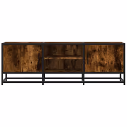 vidaXL TV Cabinet TV Stand Media TV Unit Smoked Oak Engineered Wood and Metal - Additional view 3